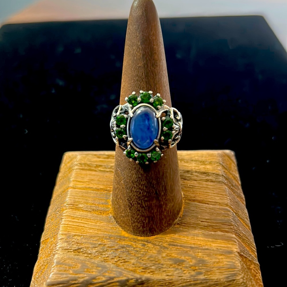 NWOT Carolyn Pollack Sterling Silver Natural Kyanite Chrome Diopside Ring Boho - Picture 2 of 5